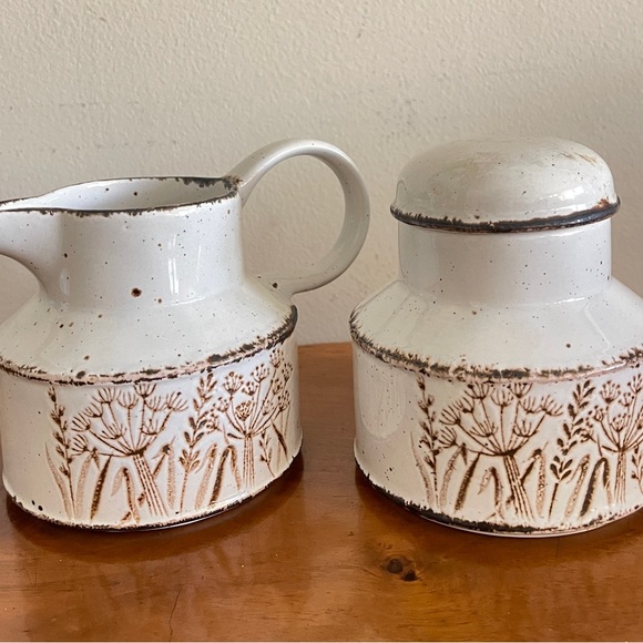 Vintage Pottery Cream and Sugar Shady Lane Stonehenge Midwinter Wedgwood MCM - Picture 7 of 7